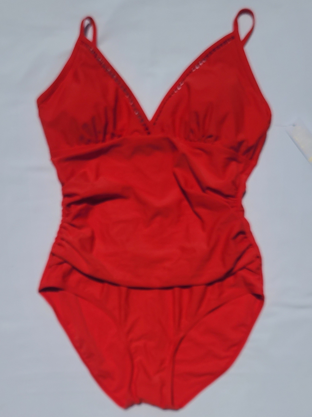 Ki Laphee Red V-Neck One-Piece Swimsuit, Sz. L